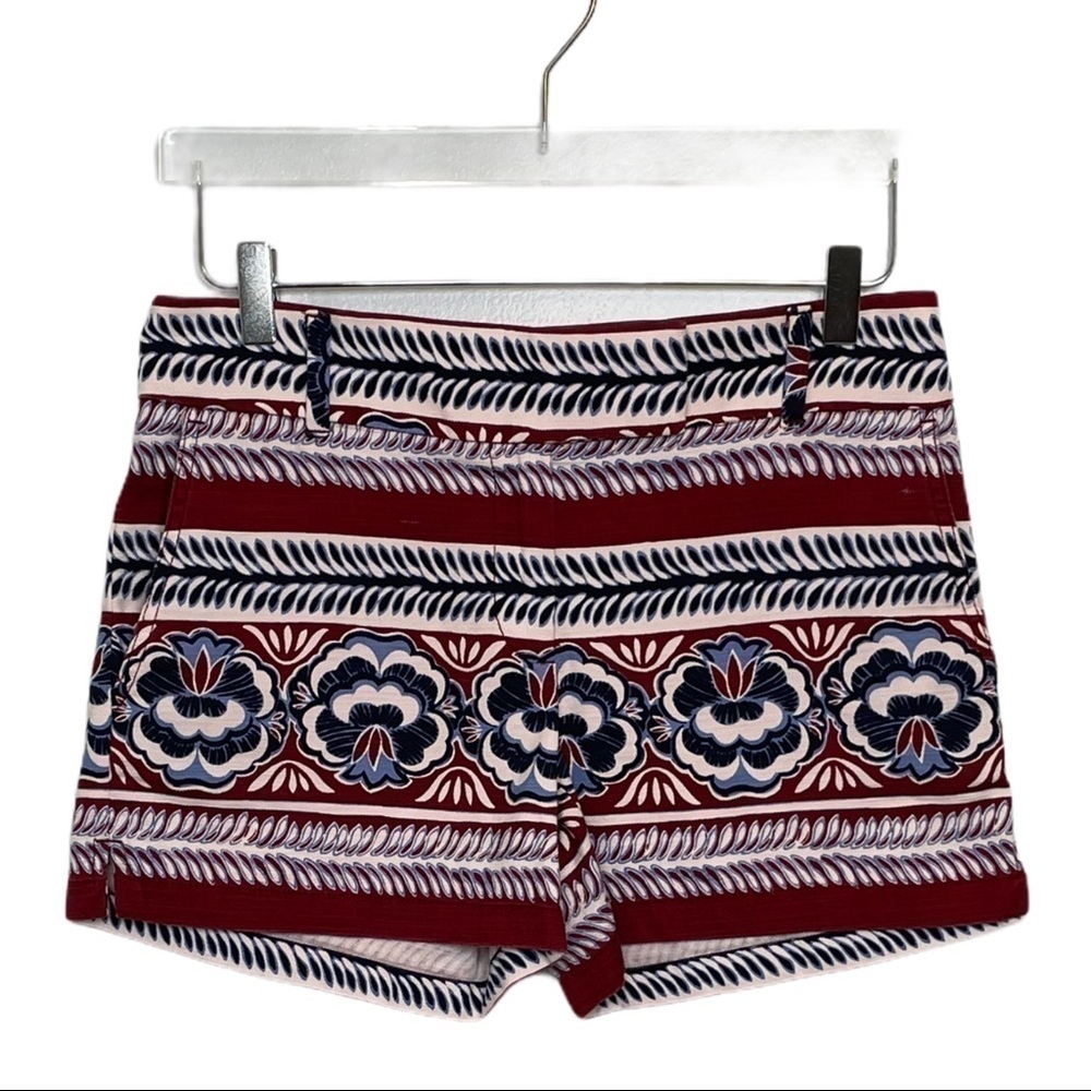 Loft The Riviera Shorts Burgundy/Navy Print Sz 2